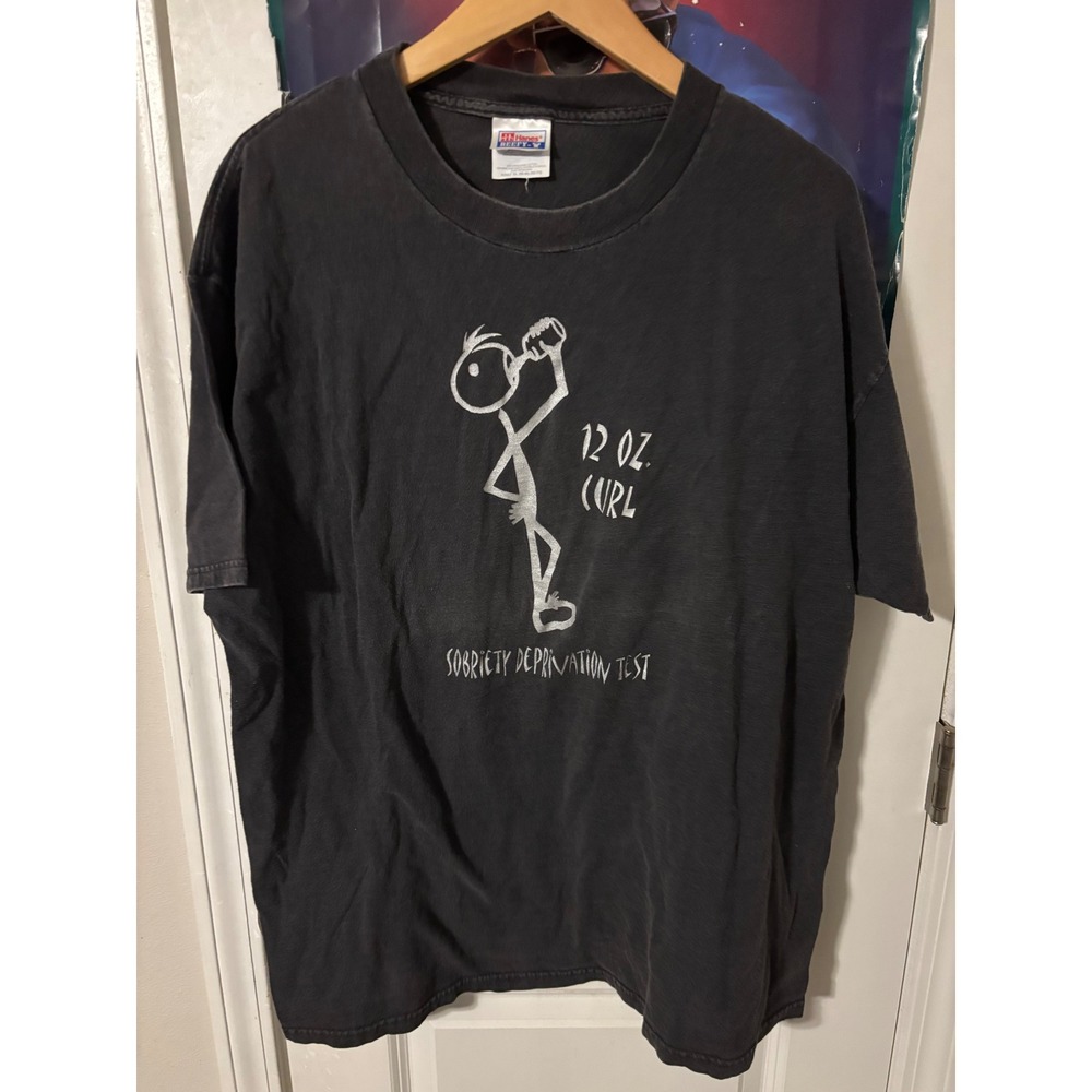 Vintage Hanes Beefy-T 12 Oz Curl Sobriety Deprivation Test Graphic T-Shirt XL
